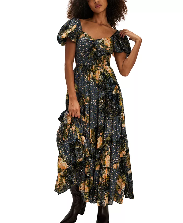

Женское цветочное платье макси Sundrenched Free People, синий