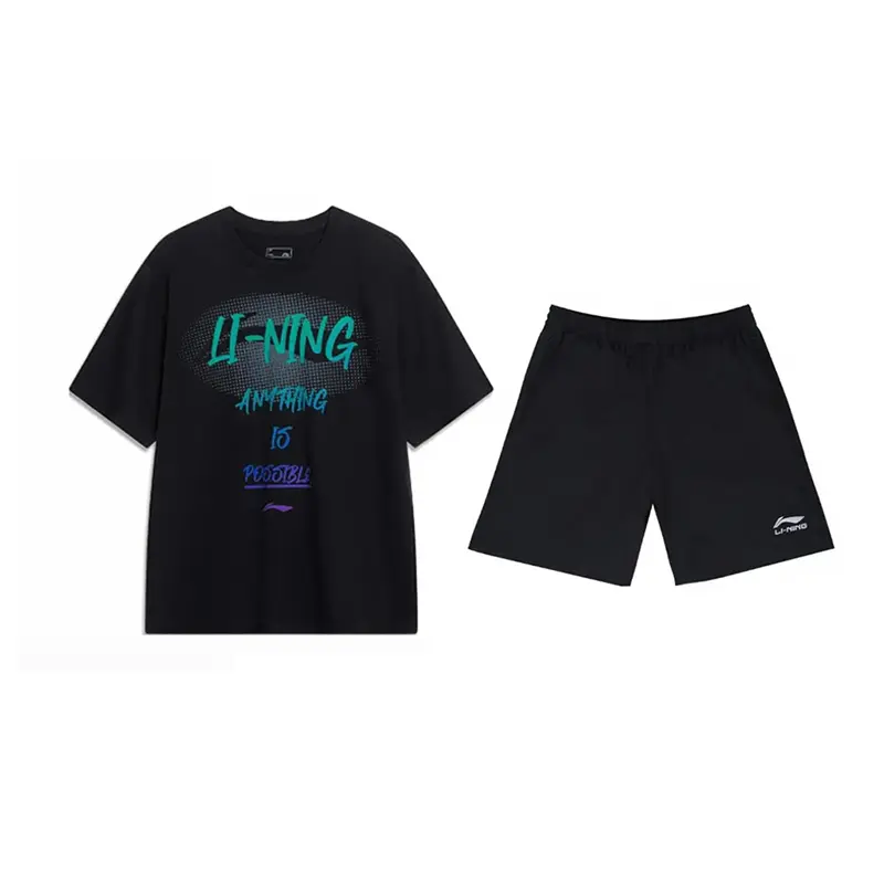 

LiNing Casual Sportswear Unisex Li-Ning, set (черный short-sleeved shirt+черный shorts)