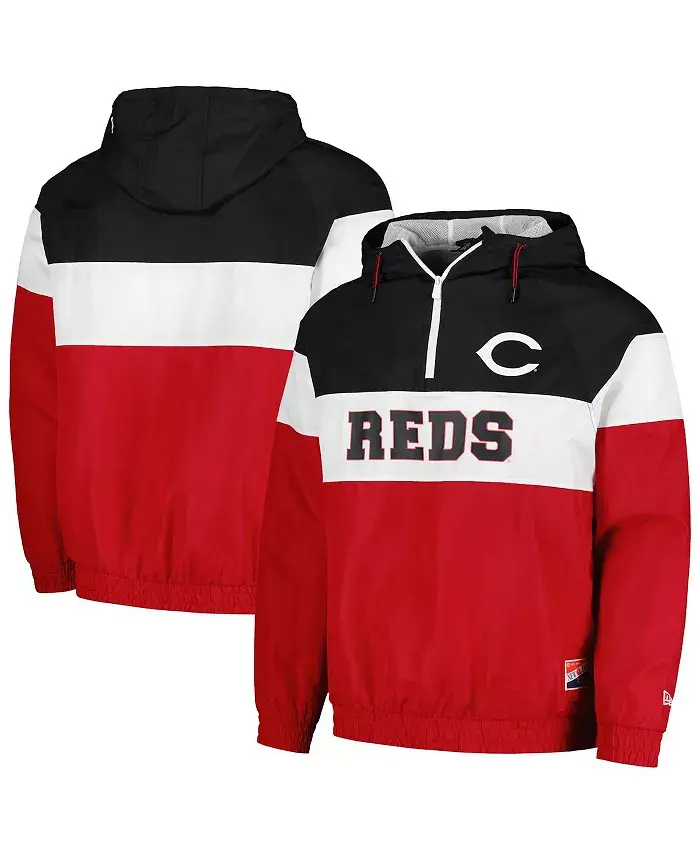 

Мужская ветровка-толстовка с четвертью молнией Cincinnati Reds из рипстопной ткани красного цвета New Era