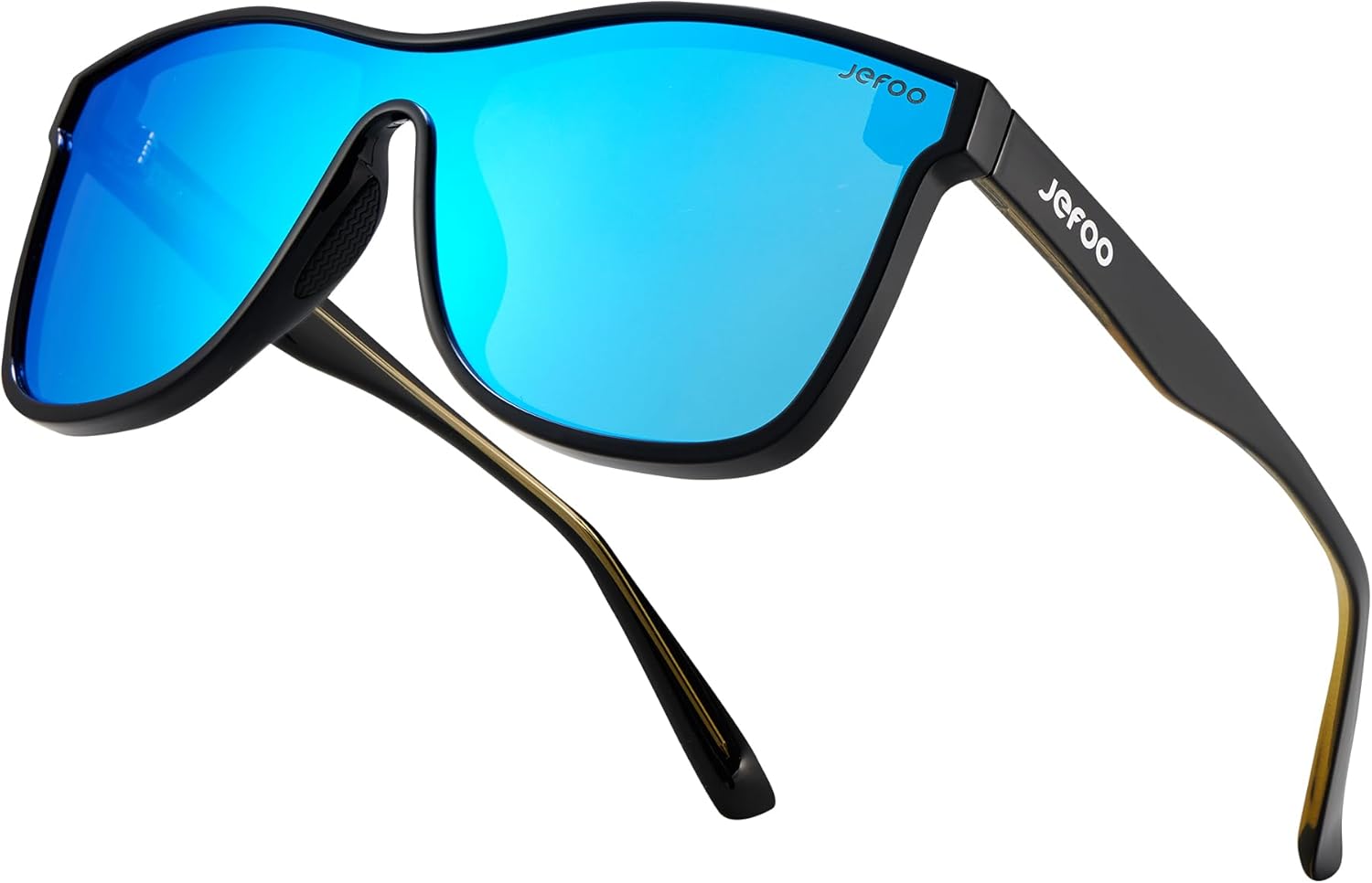 

Солнцезащитные очки Jefoo с поляризацией для мужчин, модные зеркальные очки для женщин, солнцезащитные очки с отражающей поверхностью и защитой от УФ-излучения, Black Frame / Ice Blue Revo Lens