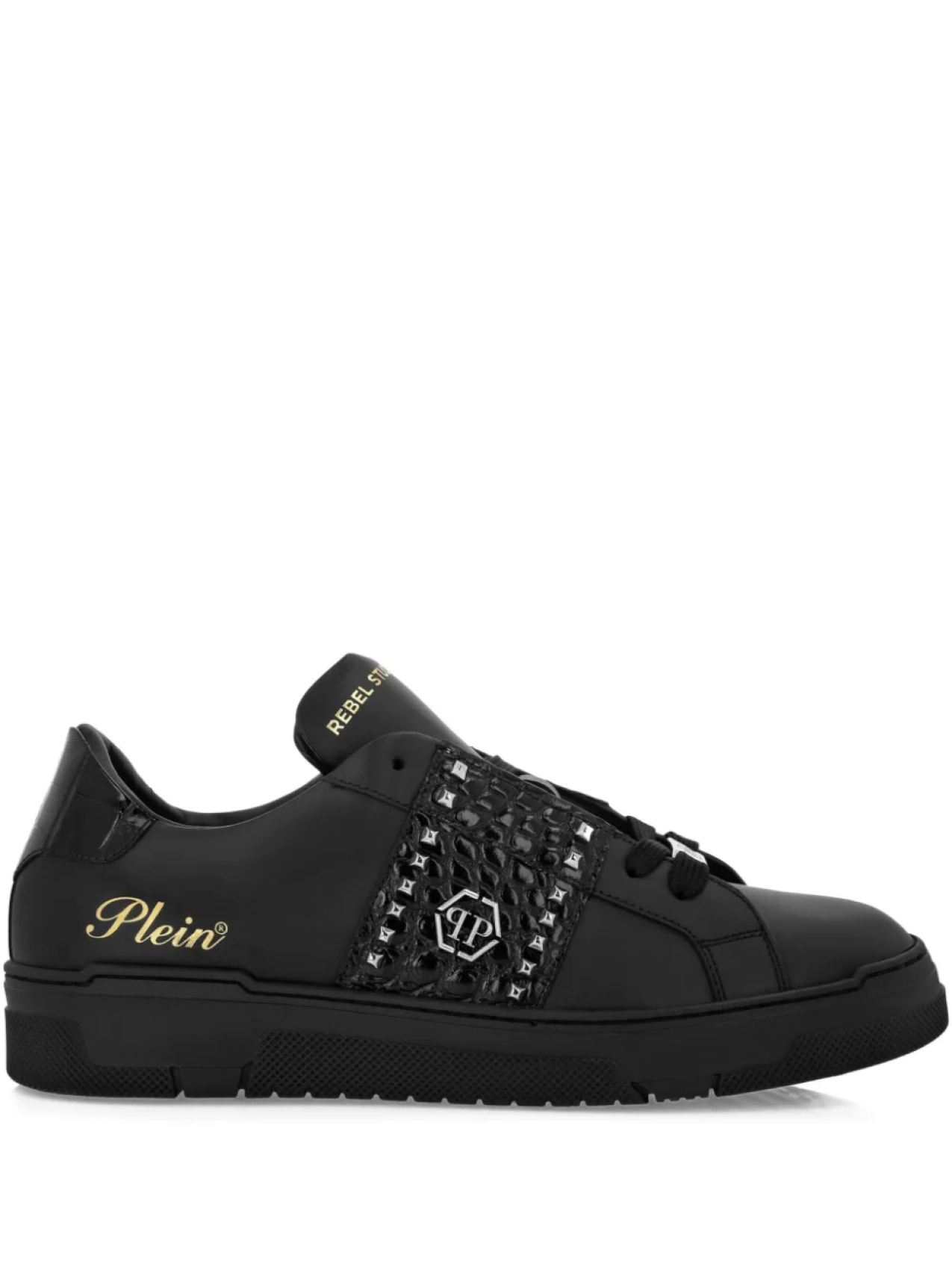 Низкие кеды, украшенные заклепками Philipp Plein, черный