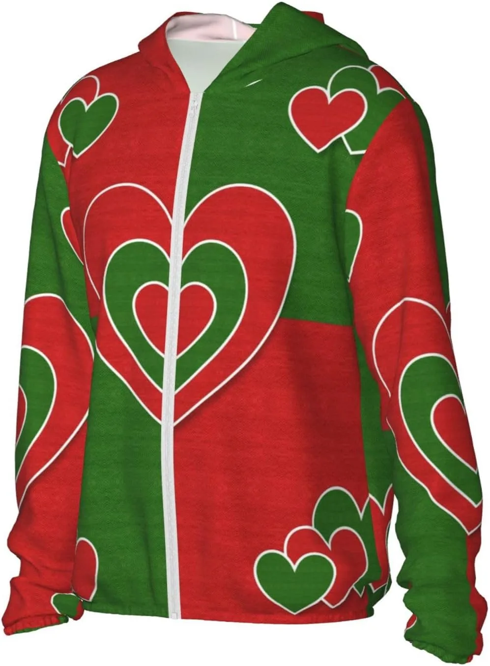 Толстовка с капюшоном Christmas Hearts Love, защита от солнца, легкая спортивная — фото 3