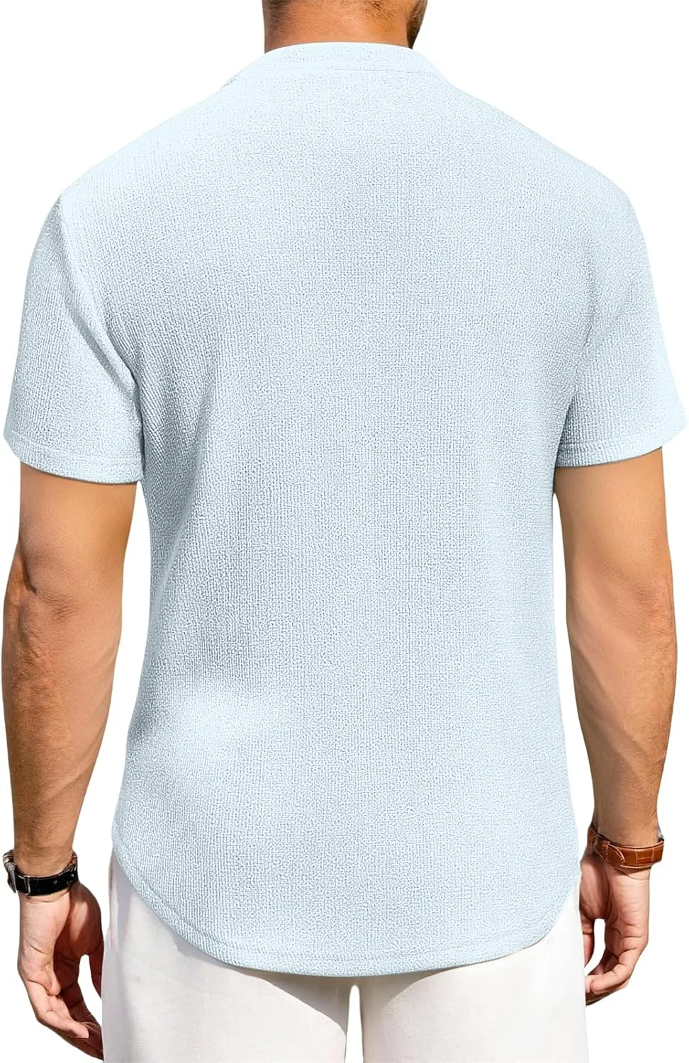 

Мужская футболка Henley с коротким рукавом и воротником-стойкой evzosrz