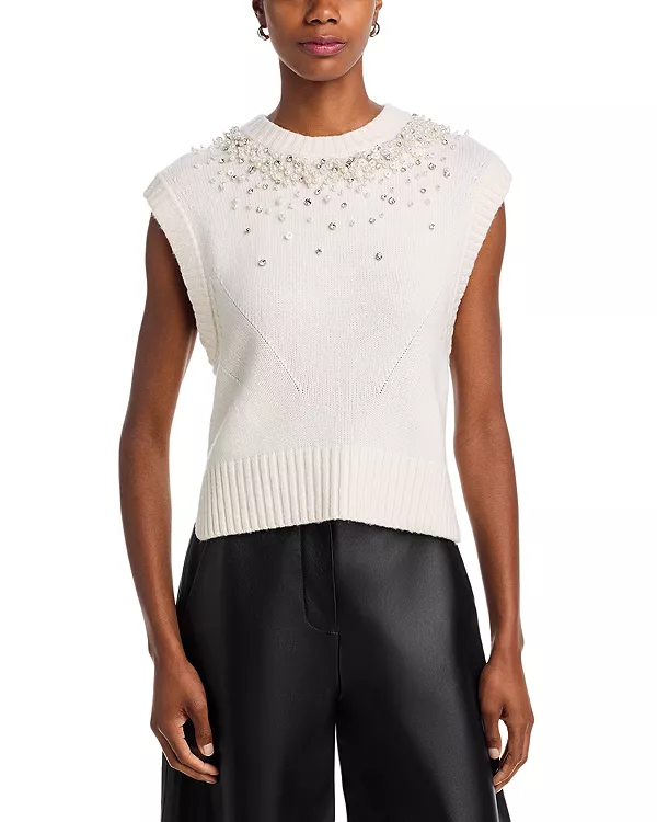 

Жилет-Свитер с круглым вырезом из шерстяной смеси Candra Simkhai, белый