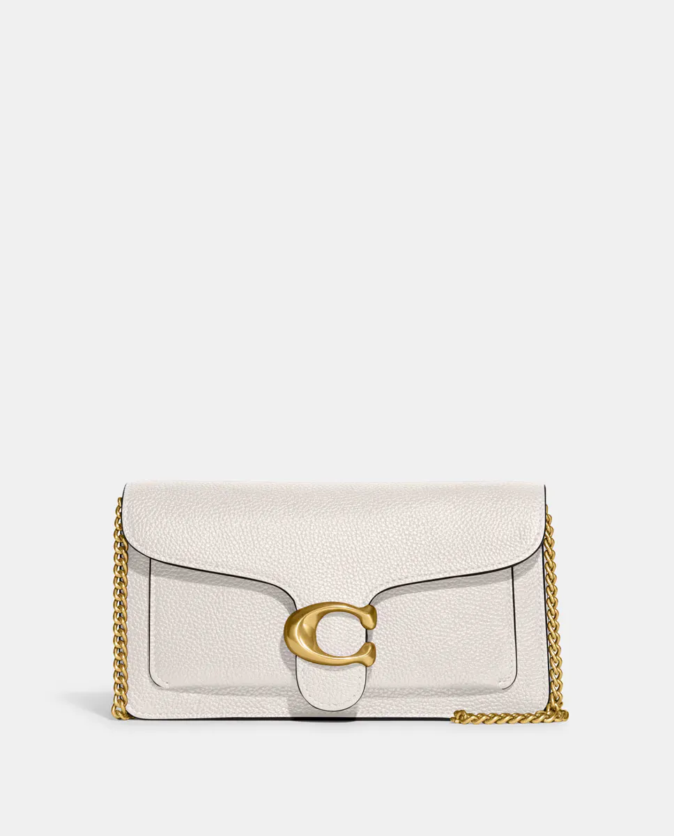 

Цепной полосатый клатч Coach, белый