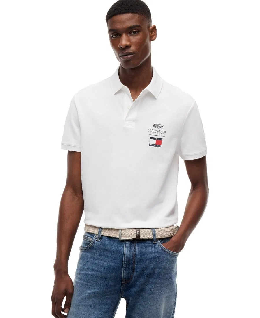 Мужская поло-рубашка с логотипом Cadillac F1 Tommy Hilfiger, белый