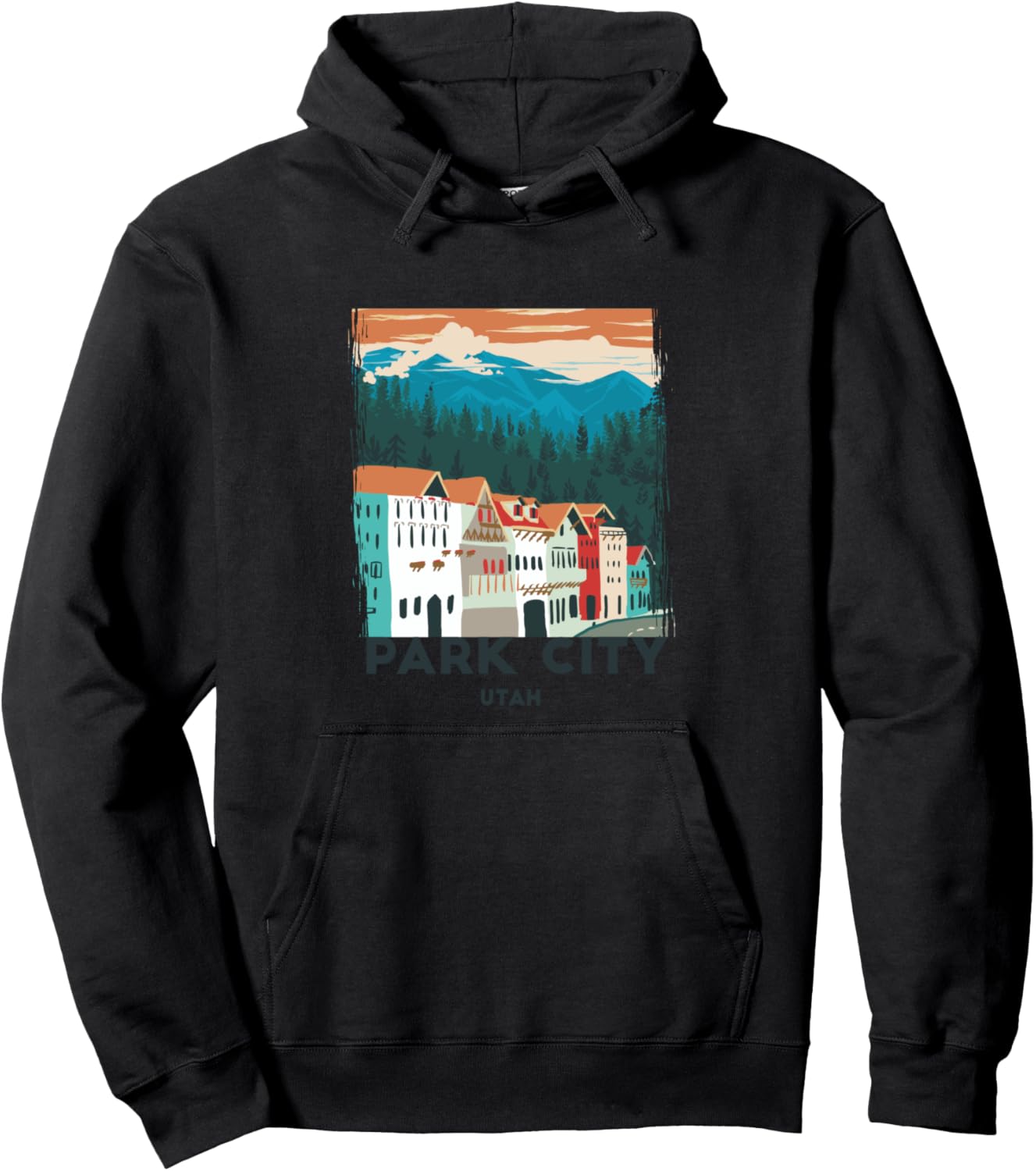 

Худи с силуэтом городского пейзажа города Парк-Сити, штат Юта, США Us United States City Skylines Silhouette Outline, черный