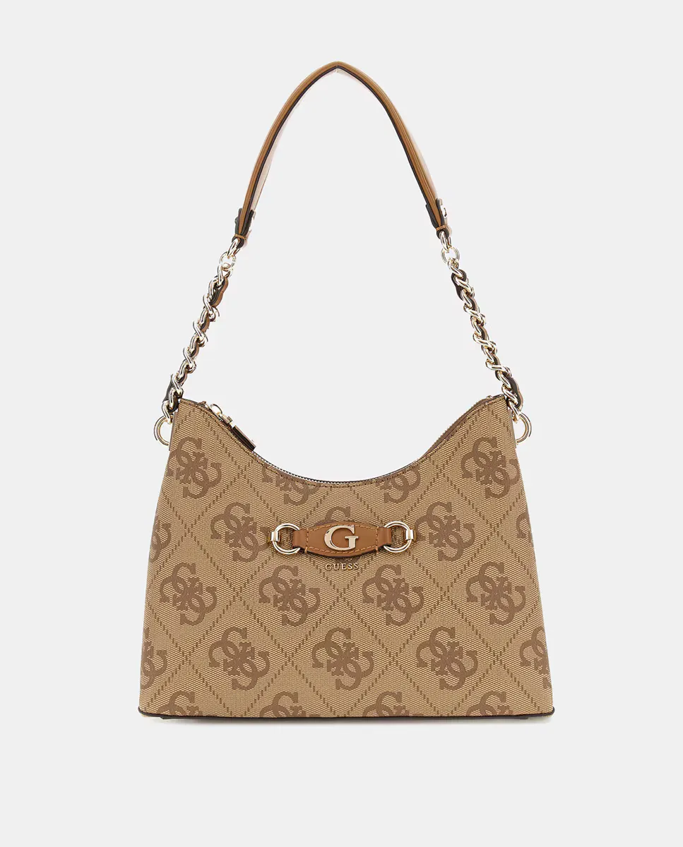 

Сумка на плечо на молнии и короткой ручке Guess, бежевый