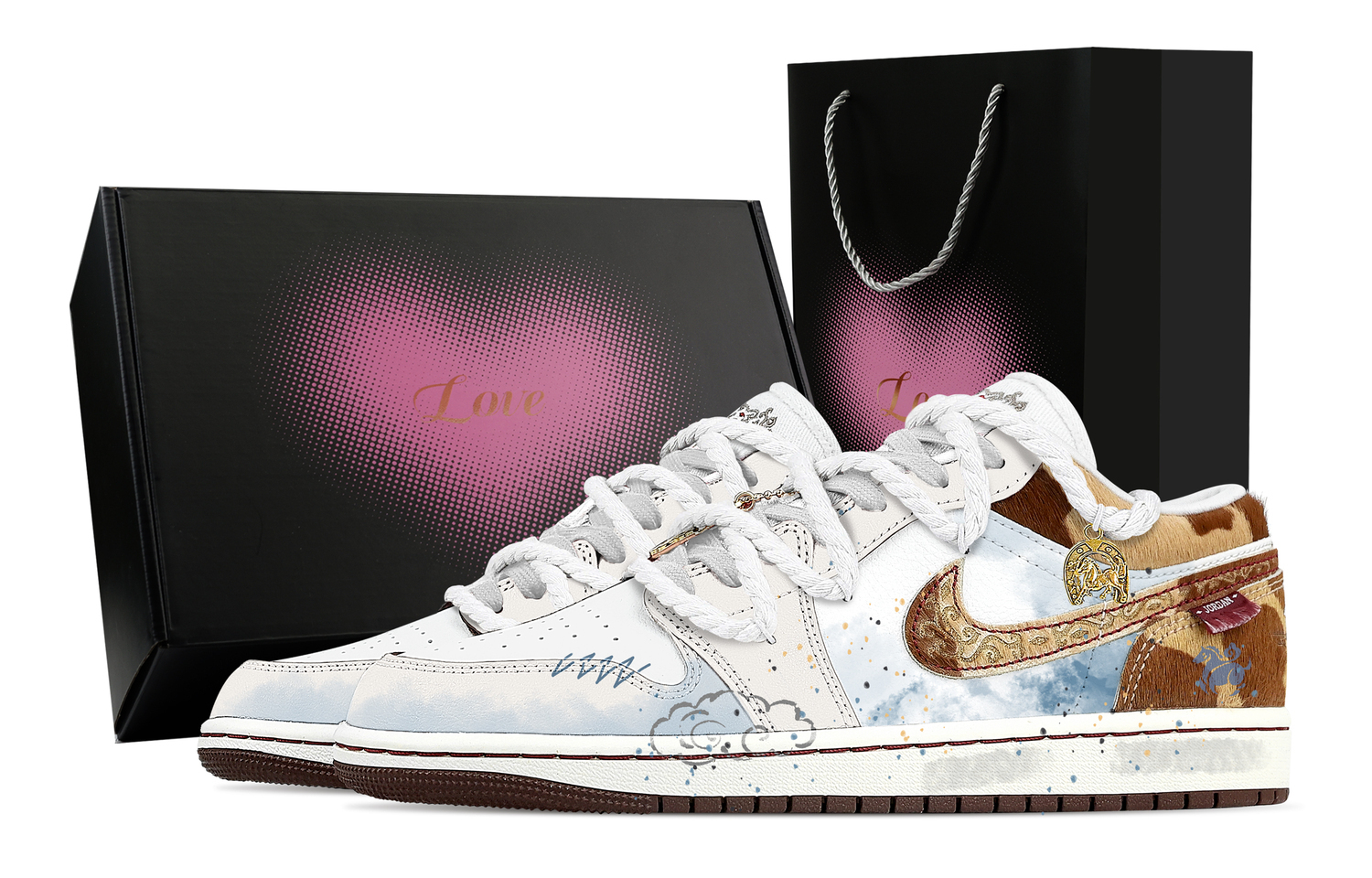 

Jordan Air 1 Swift As A Horse, Heart Box, устойчивые к истиранию кроссовки Low Top в винтажном стиле для мужчин, бело-коричневые