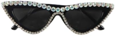 

Солнцезащитные очки «кошачий глаз» с бриллиантами, винтажные, с зеркальными вставками и защитой от УФ-излучения UV400, модные солнцезащитные очки 2026 года MTZJH, Black Multi