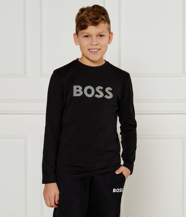 

Лонгслив детский Boss Kidswear хлопковый с логотипом бренда, черный