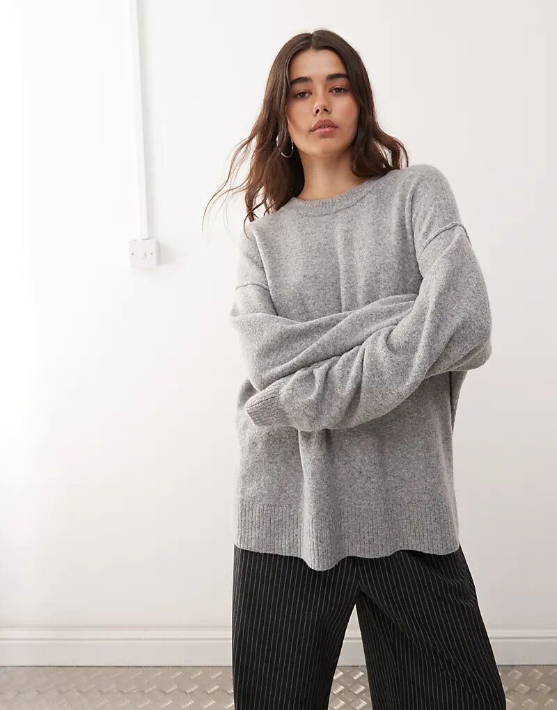 

Джемпер Weekday из смесовой шерсти серого меланжа