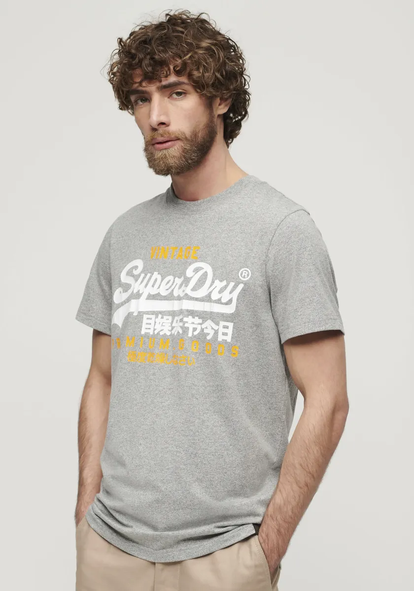 

Рубашка с принтом Superdry "SD-VL DUO TEE", с потрескавшимся принтом, серый
