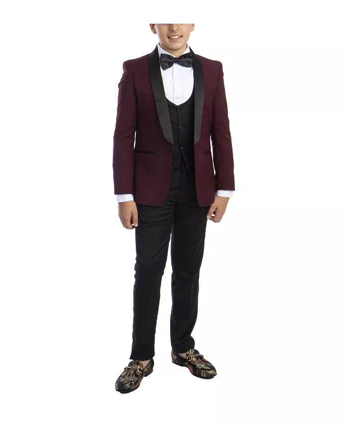 

Комплект из 5 предметов для смокинга Slim Fit Shawl для большого мальчика Perry Ellis, красный
