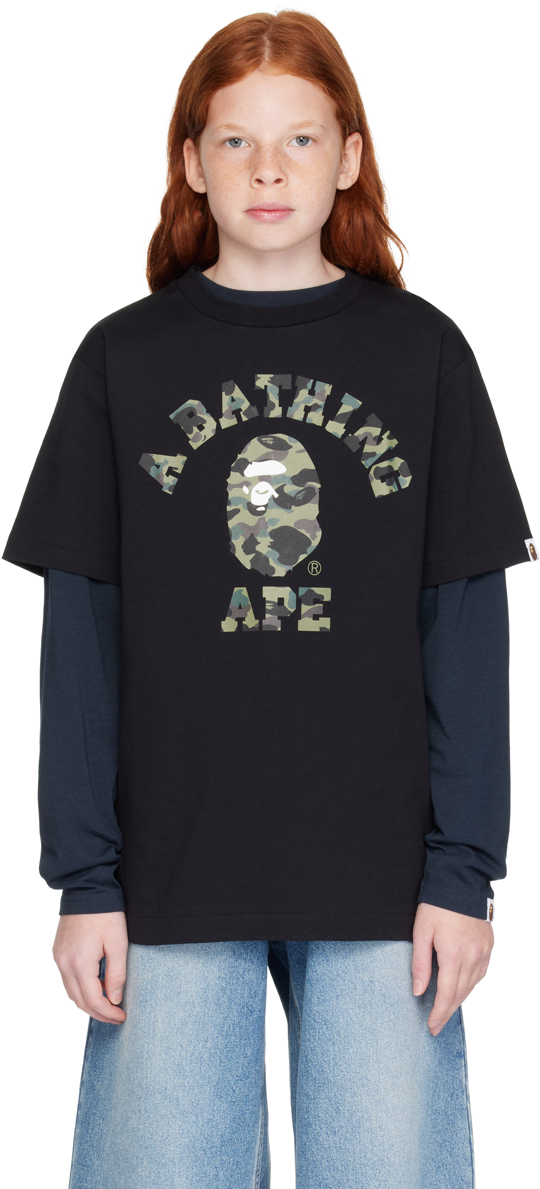 

Детская черная футболка 1st Camo College BAPE