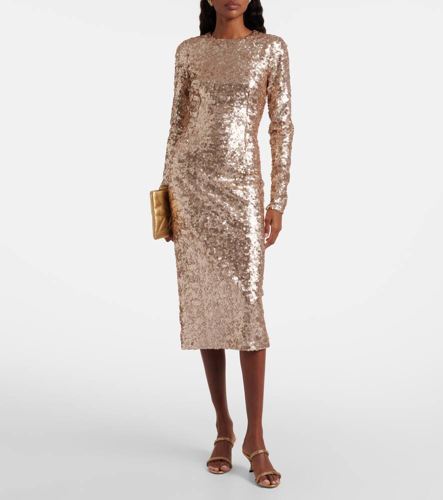 Атласная шлепанцы с кристаллами Dolce&Gabbana, Gold — фото 3