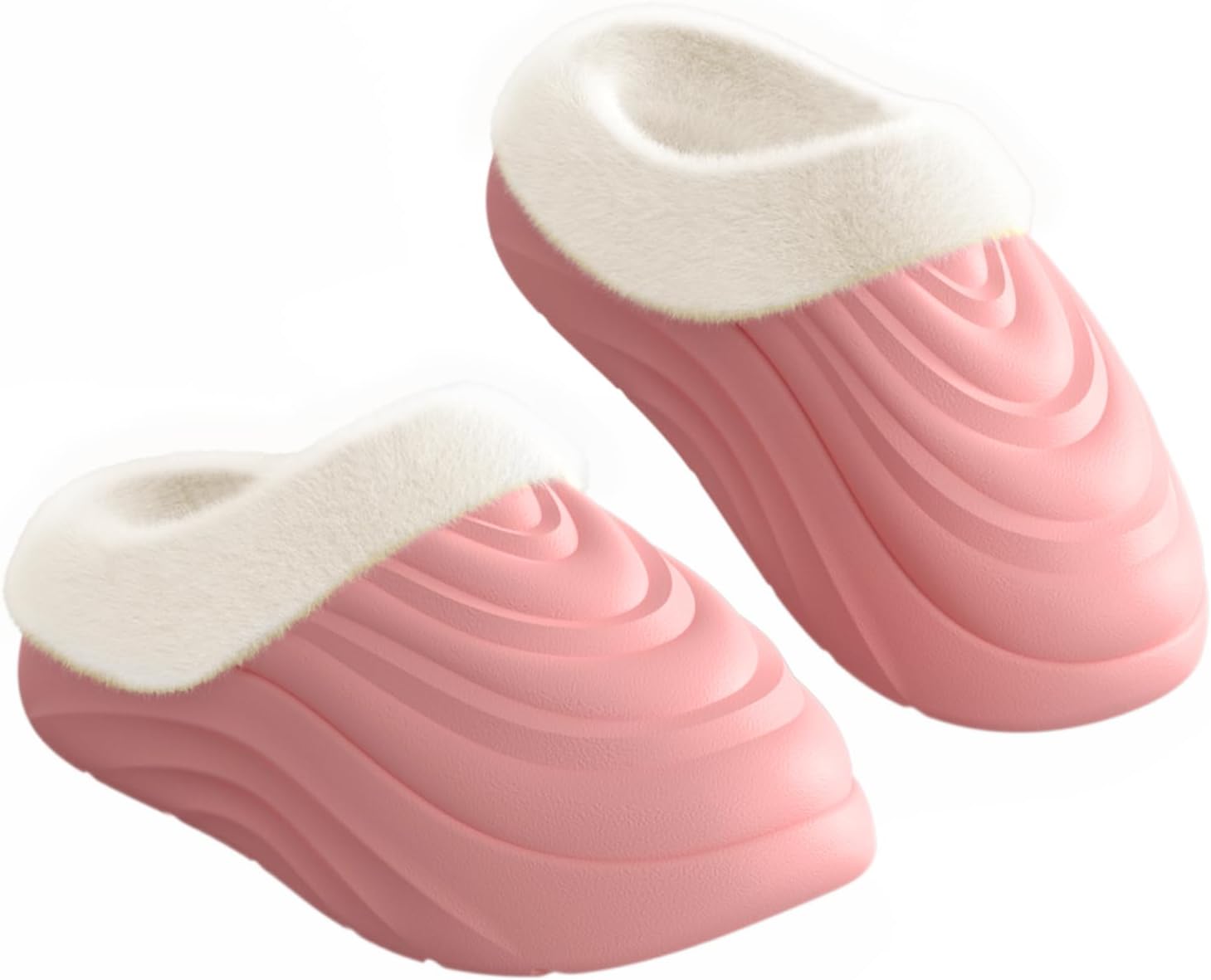 

Водонепроницаемые зимние тапочки YASSIA для улицы, с мягкой флисовой подкладкой, нескользящие садовые сабо для женщин и мужчин, теплые домашние тапочки с противоскользящей подошвой, розовый