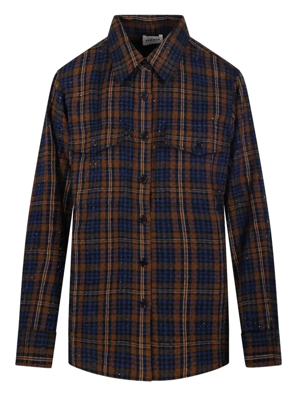 

Рубашка в клетку, украшенная пайетками P.A.R.O.S.H., коричневый