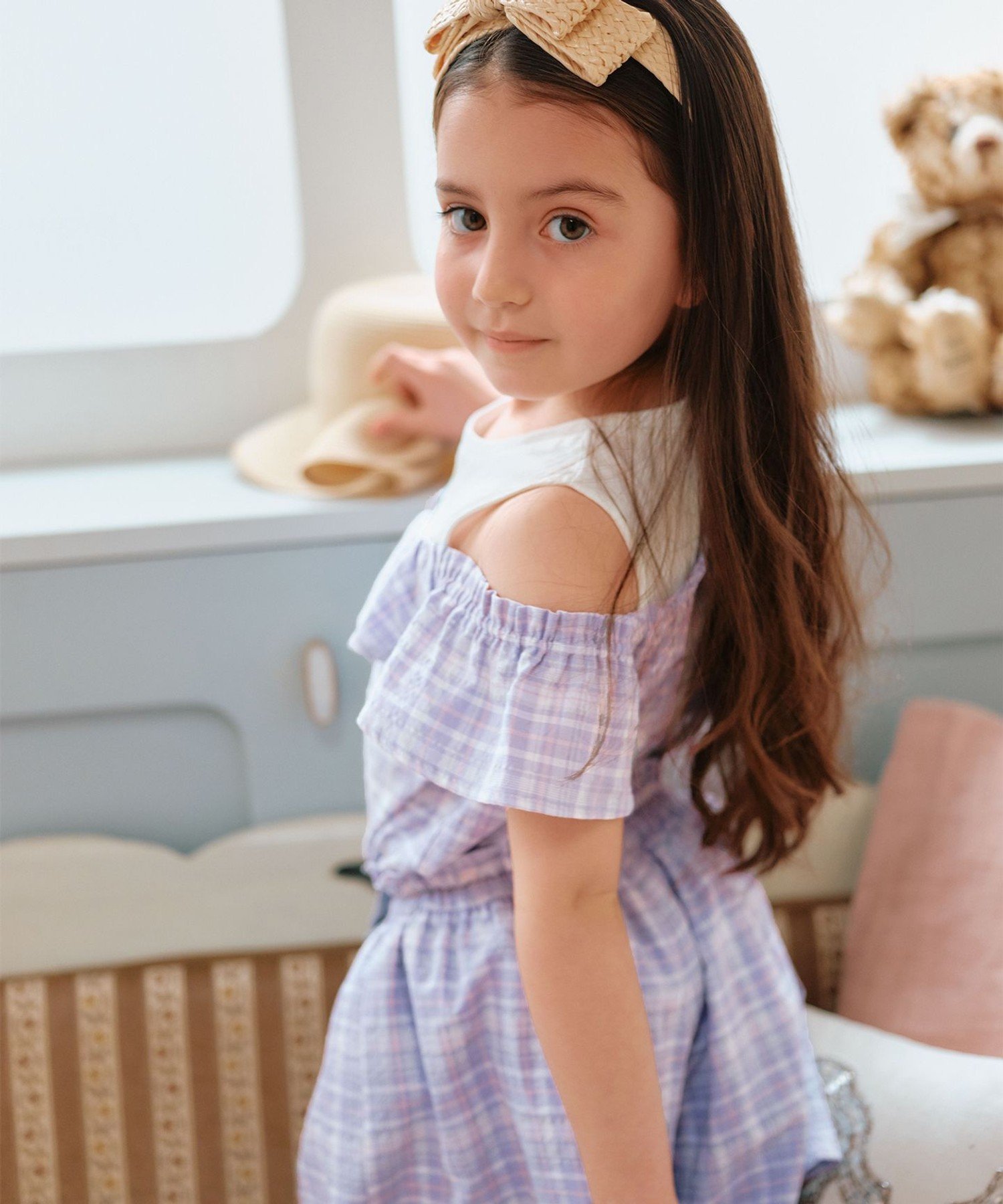 Клетчатые шорты ANY KIDS, Lavender Check [382]