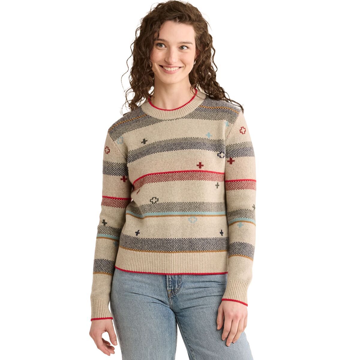 

Графитовый мерриносовый пуловер Pendleton, цвет oatmeal heather stripe