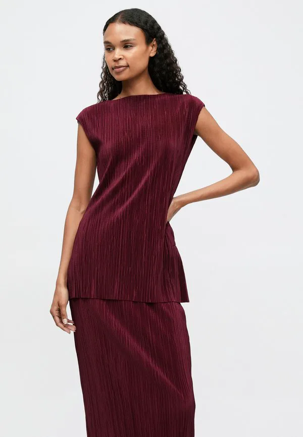 Плиссированная юбка миди, юбка в складку Calvin Klein, Berry Glaze — фото 4