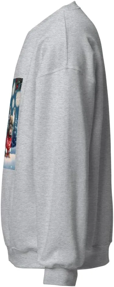 Свитшот Unisex Merry Christmas Frenchies French Bulldog Snowy Winter Wonderland — фото 2