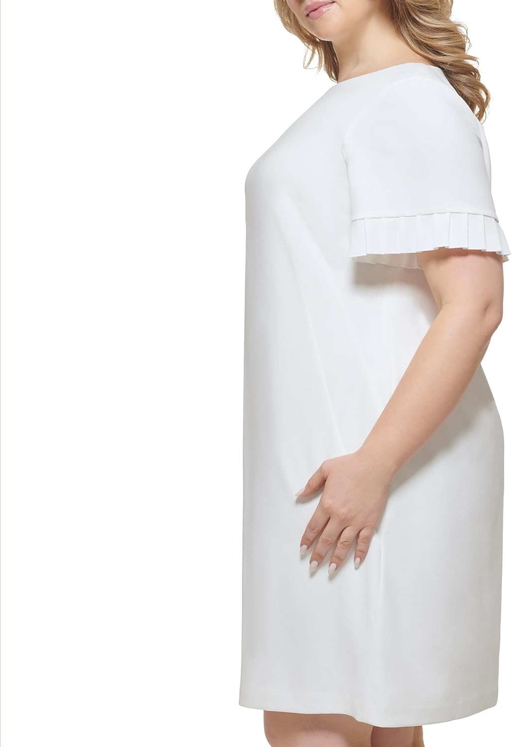 Платье-трапеция Tommy Hilfiger Scuba Crepe с люверсами на рукавах, Ivory — фото 3