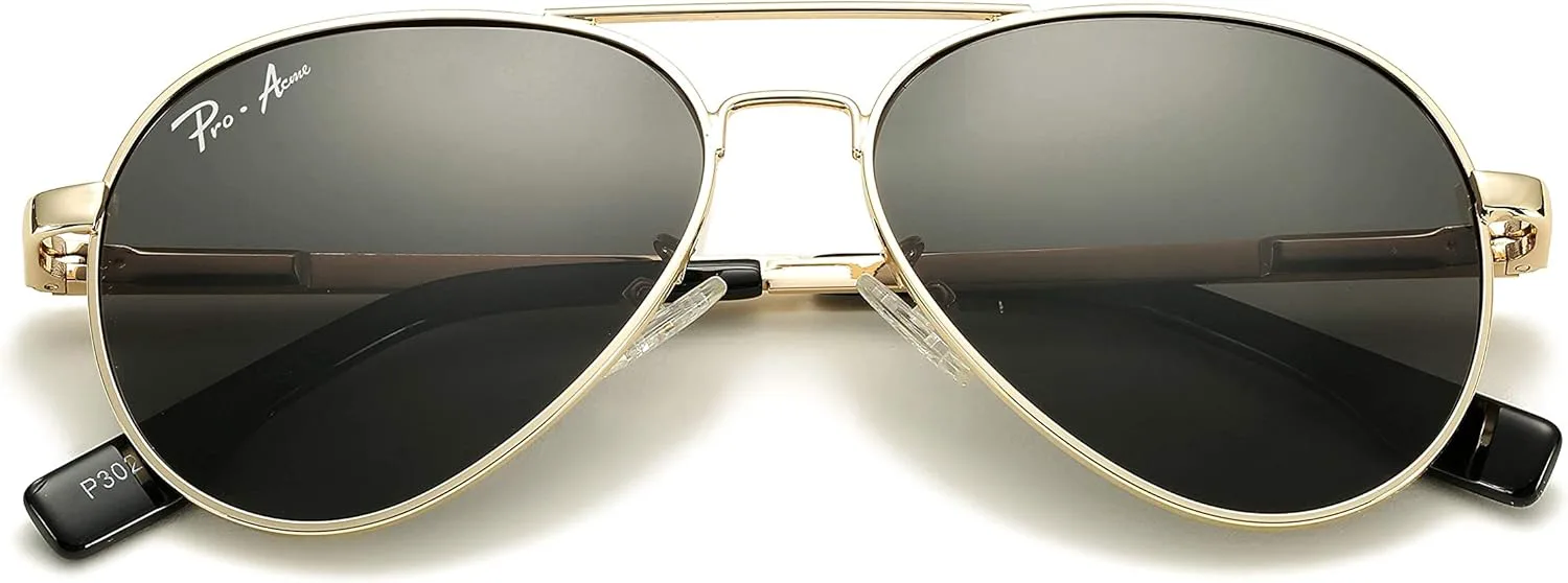 

Солнцезащитные очки Pro Acme Classic Polarized Aviator с поляризацией, 100% защита от УФ-излучения, размеры: 52 мм, 58 мм, 63 мм, A3 Gold Frame/Black Lens