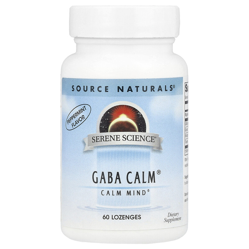 

Source Naturals, Serene Science, ГАМК Calm, перечная мята, 60 пастилок