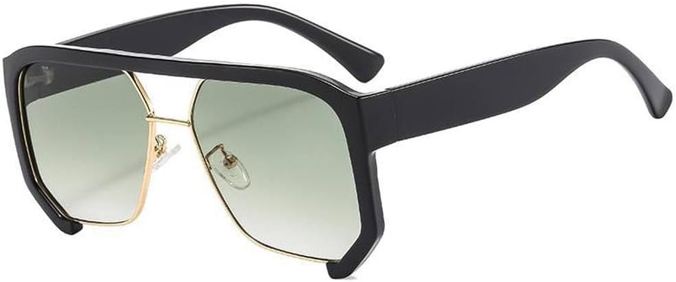 

Большие солнцезащитные очки для женщин и мужчин, с плоской верхней частью, модные мужские солнцезащитные очки в винтажном стиле для активного отдыха MTZJH, Black Green