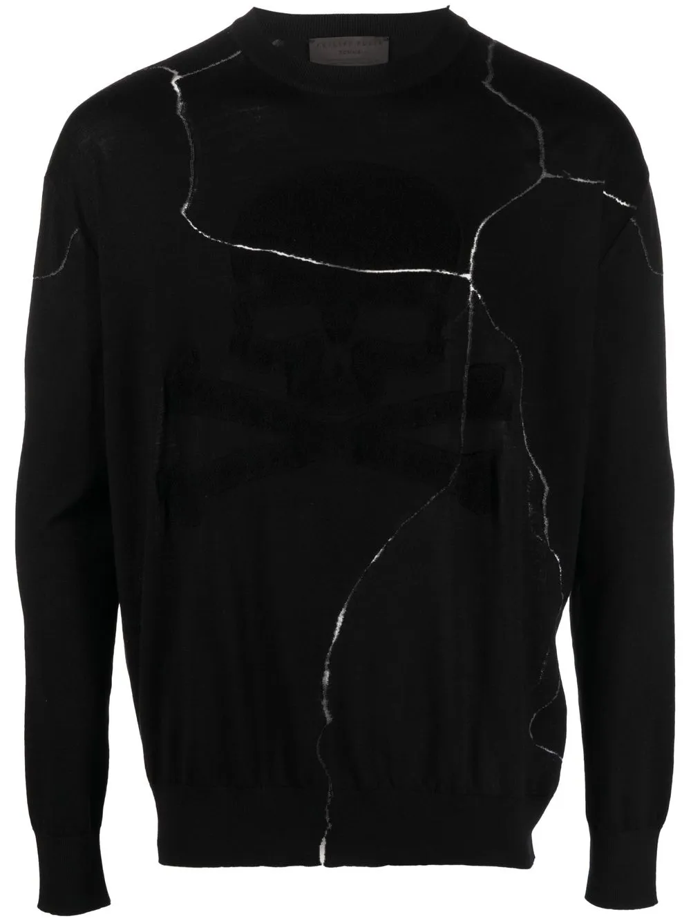 

Шерстяной джемпер с эффектом кракле Philipp Plein, черный