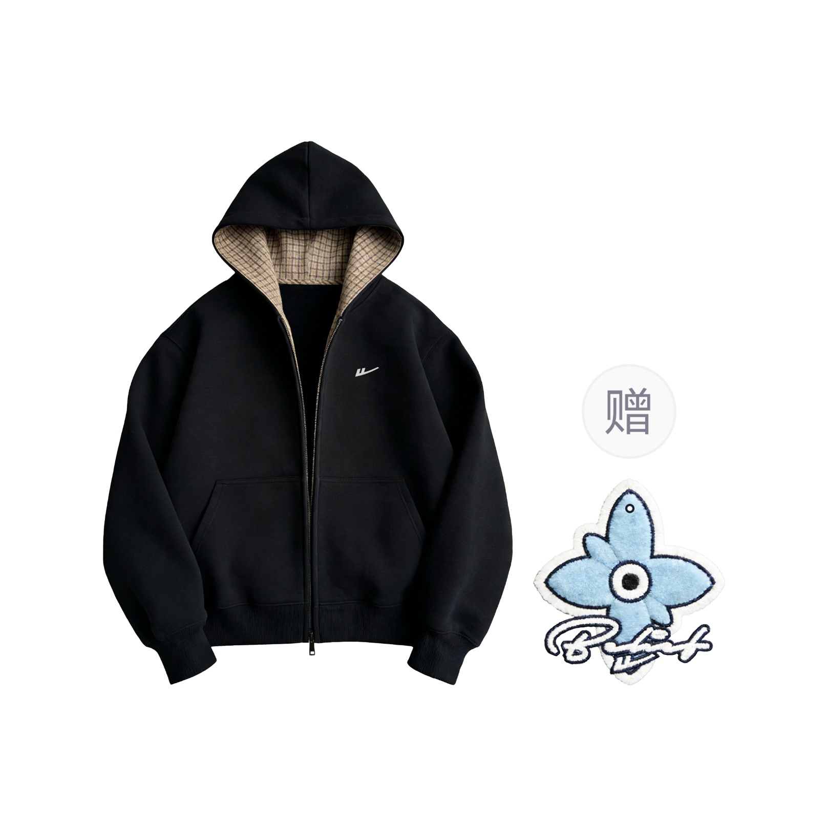 

Толстовка женская худи кардиган Moderate WARRIOR, черный[free diy badge]