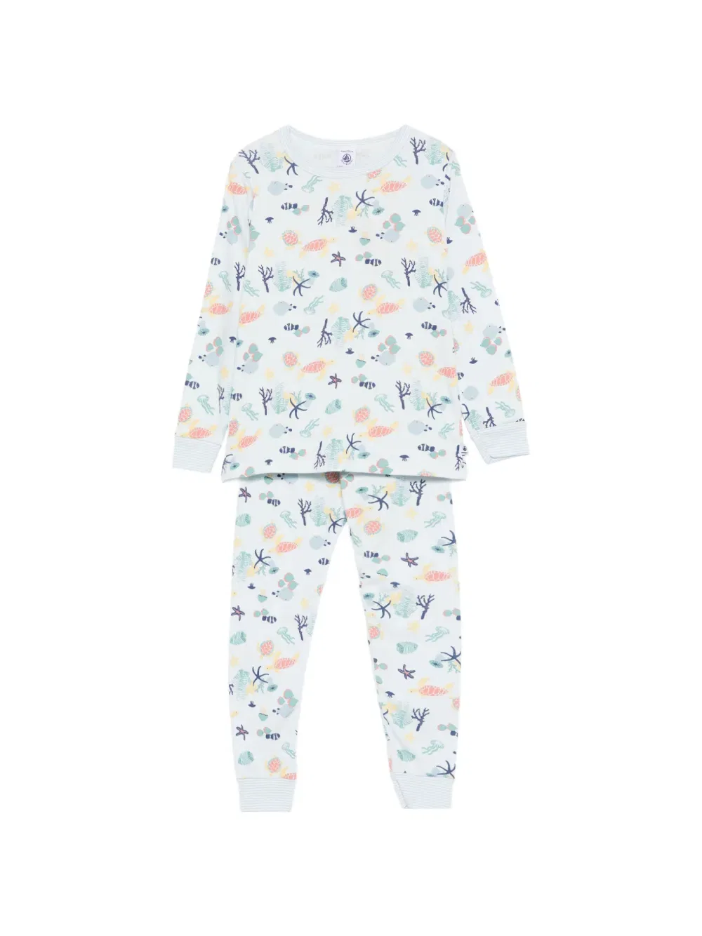 Пижама с длинными рукавами и узором Petit Bateau, синий