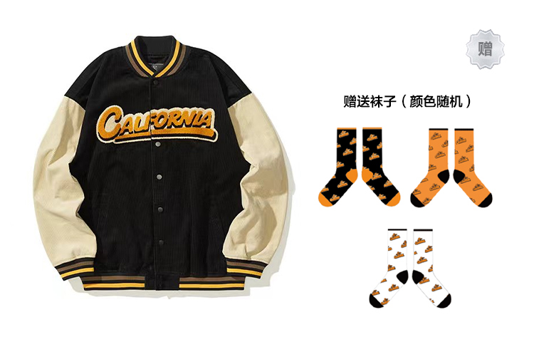 

PJ's Vigor Бейсбольная куртка унисекс, Black Socks with Random Socks Included