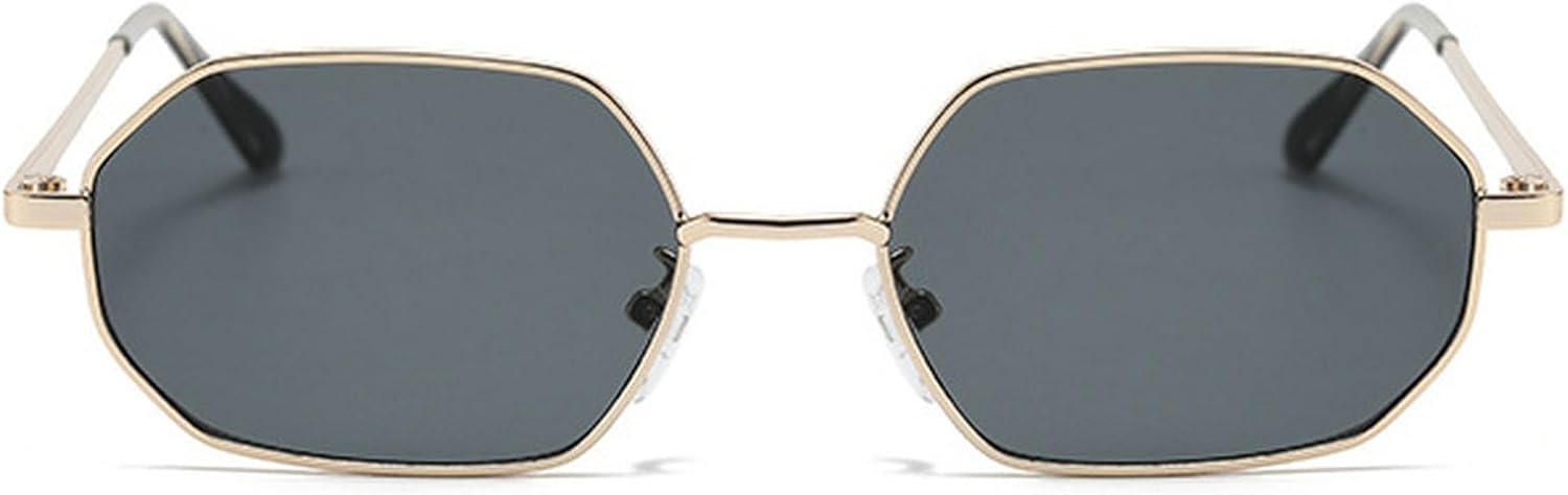 

Мужские солнцезащитные очки с многоугольной оправой малого размера, женские винтажные солнцезащитные очки с металлической оправой, модные прямоугольные солнцезащитные очки 2025 года mincl, Gold Black