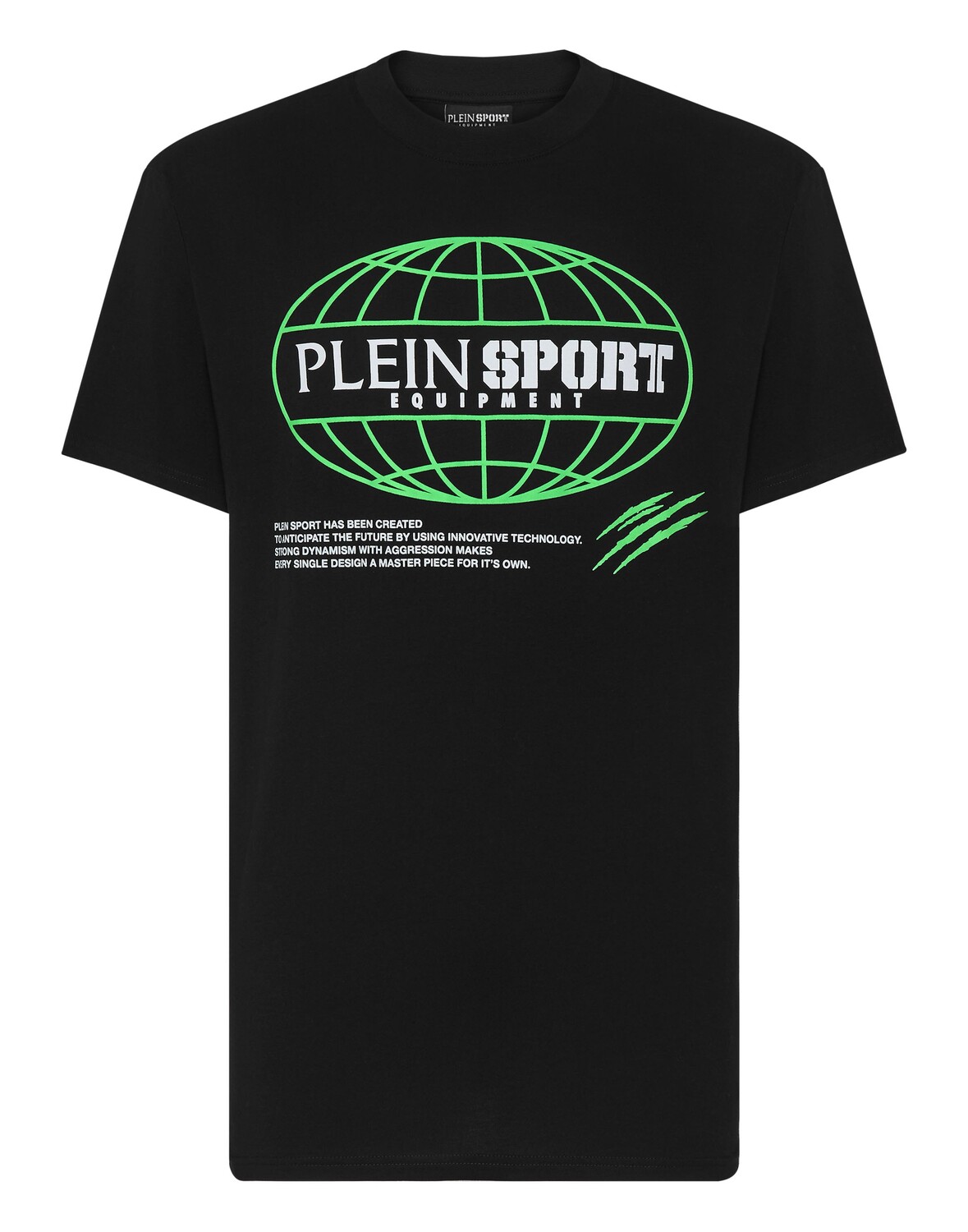 

Футболка с круглым вырезом SS Global Express Edition Plein Sport, цвет Black+Green Fluo