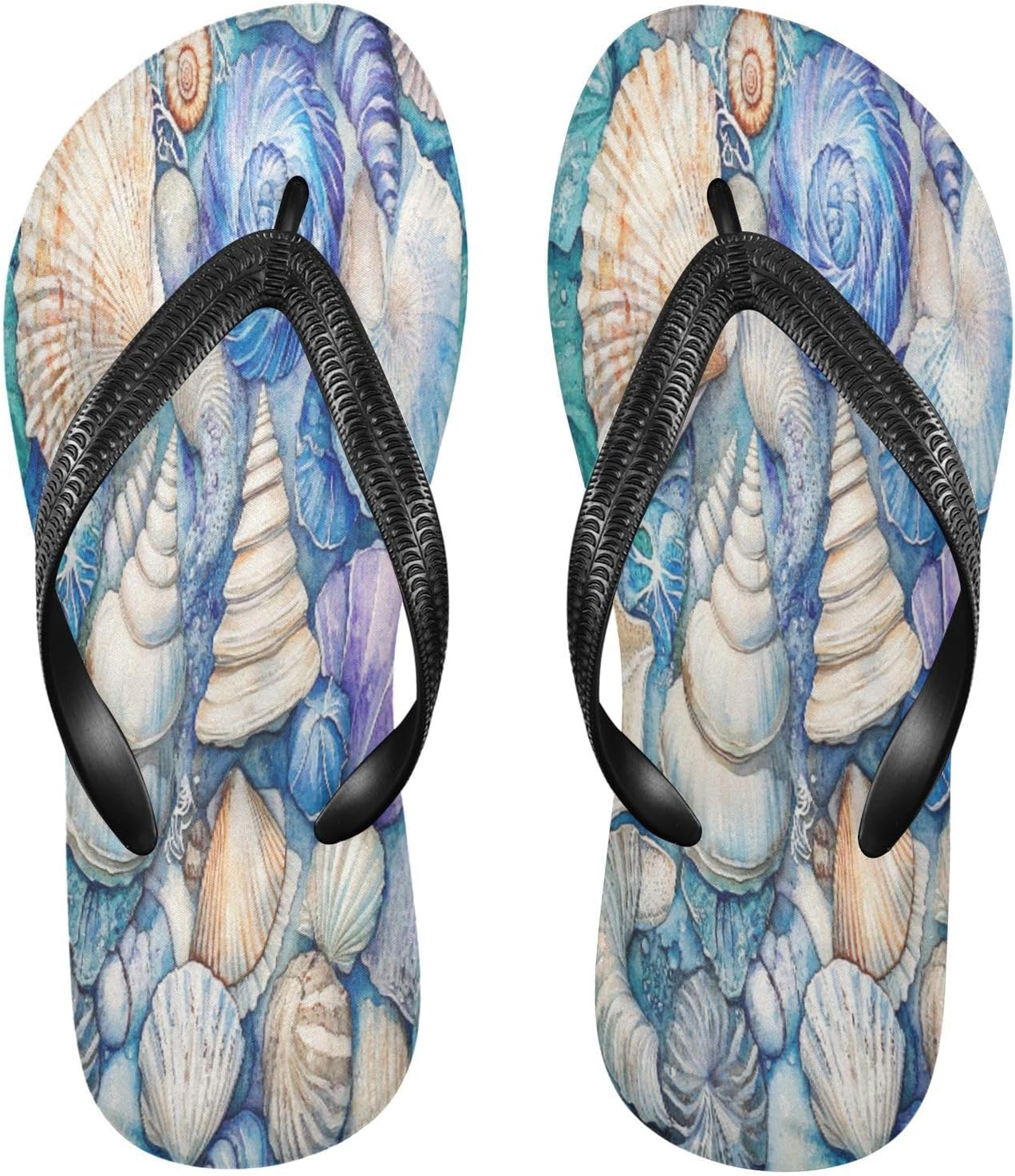 

Мужские шлепанцы с акварельными морскими ракушками и морской звездой, пляжные резиновые сандалии с нескользящей подошвой, летние тапочки для прогулок Sinestour, Seashell Starfish Watercolor