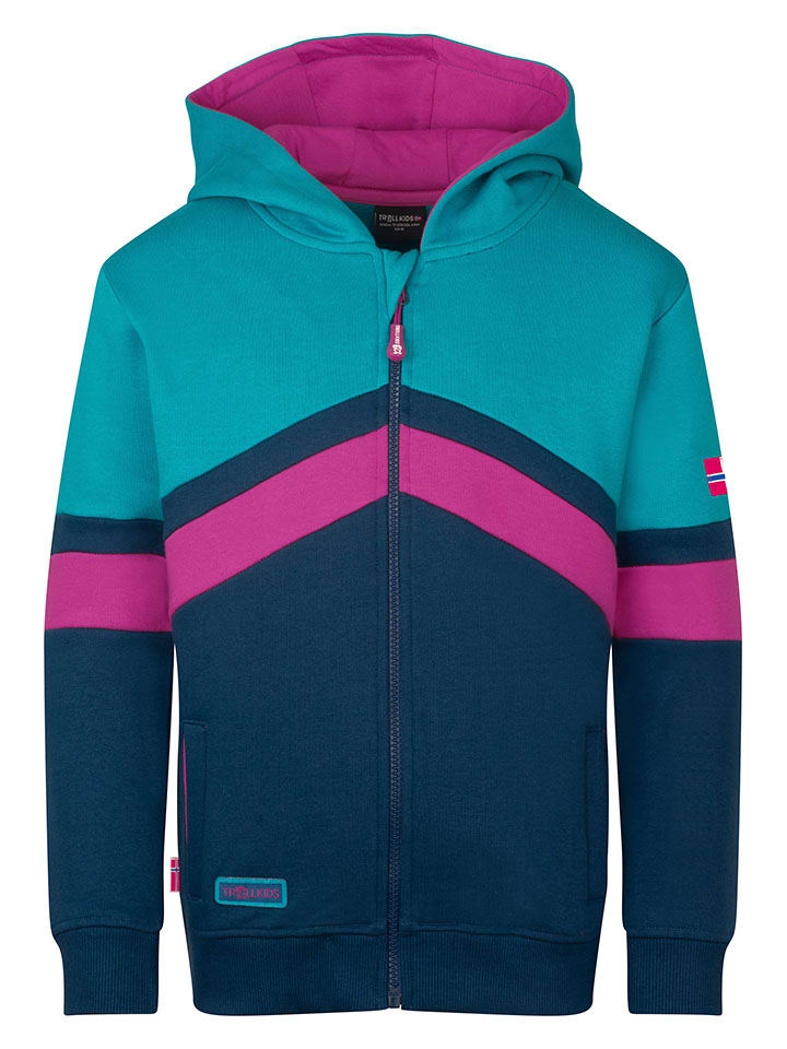 

Trollkids Спортивная куртка "Flekkefjord" темно-синего/бирюзового цвета