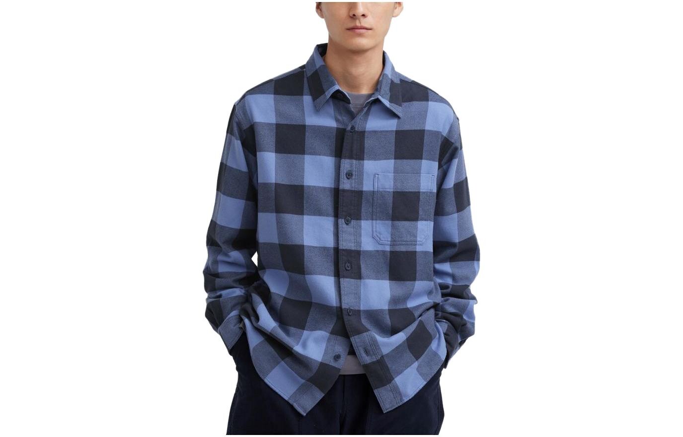 

Рубашка мужская королевского синего цвета Uniqlo, синий