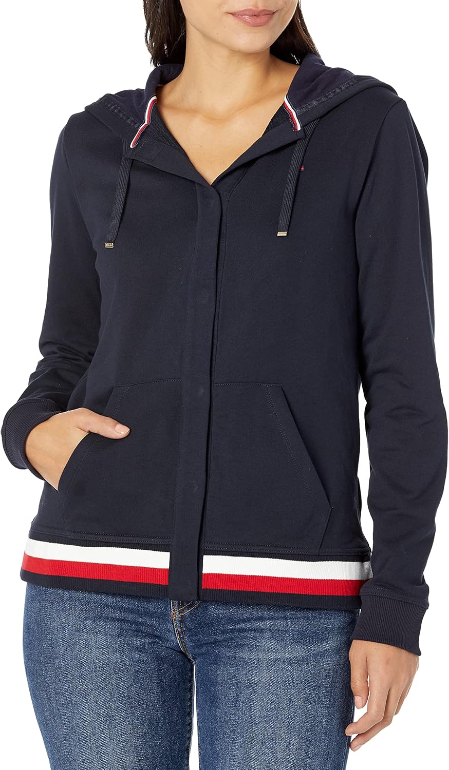 

Женская адаптивная толстовка с капюшоном Tommy Hilfiger с магнитной застежкой-молнией, Desert Sky