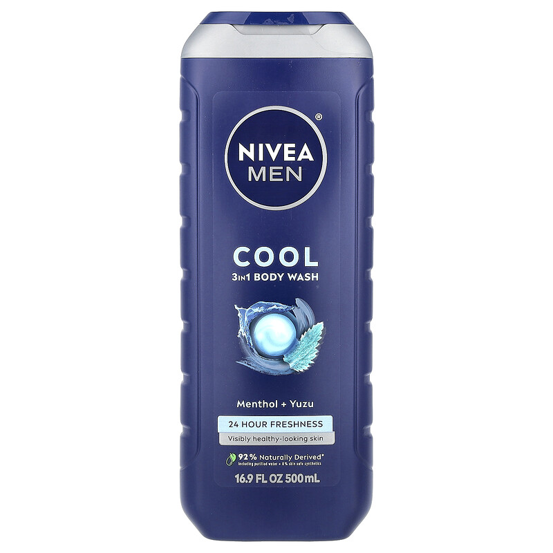 

Nivea, Для мужчин, прохладный гель для душа 3 в 1, с ментолом и юдзу, 500 мл (16,9 жидк. Унции)