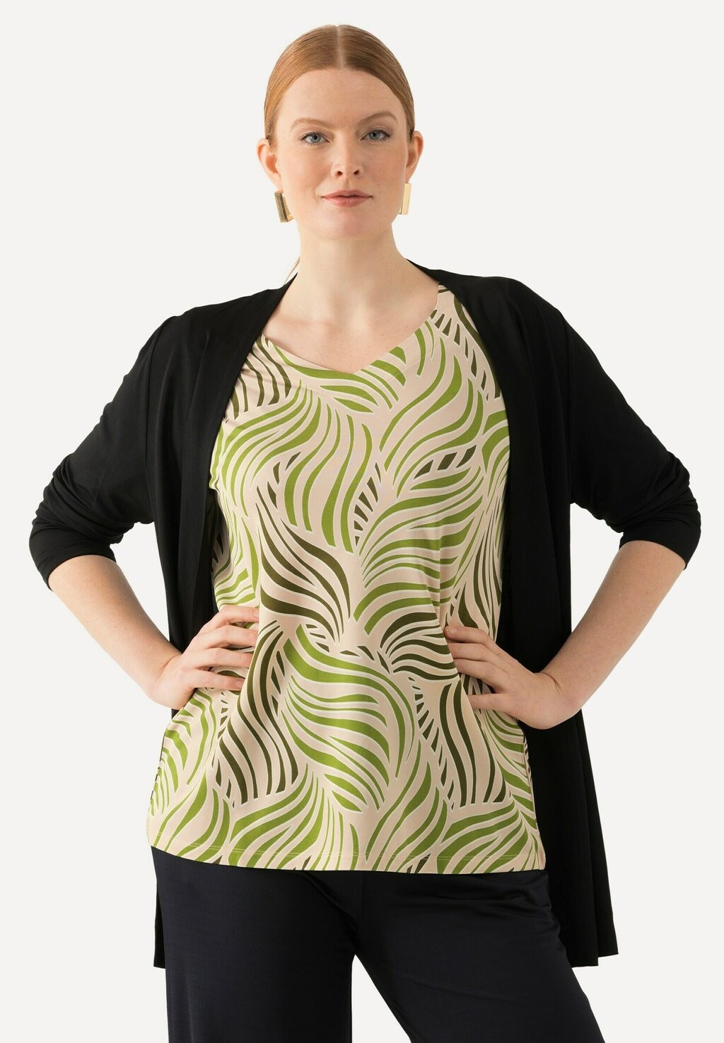 

Футболка с принтом ABSTRACT SHORT SLEEVE SLINKY Ulla Popken, бежевый