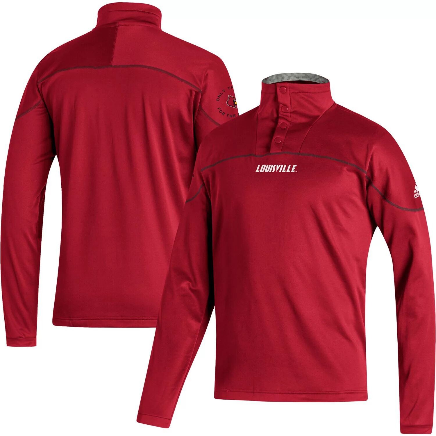 Мужская красная трикотажная куртка на четверть кнопки Louisville Cardinals Team adidas — фото 4