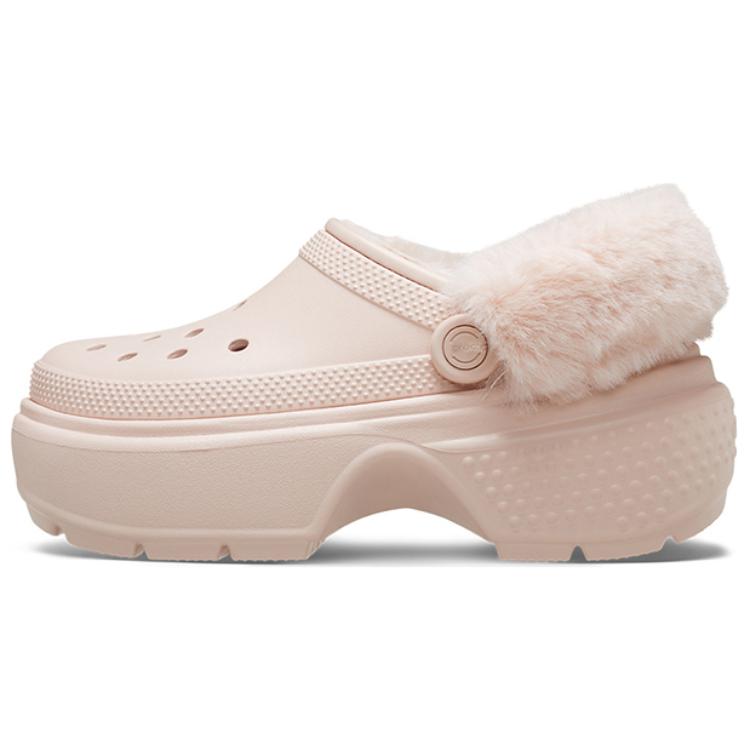 Crocs Теплые хлопковые сабо Snow House, женские, кварцевые, розовые, плюшевые, несъемные