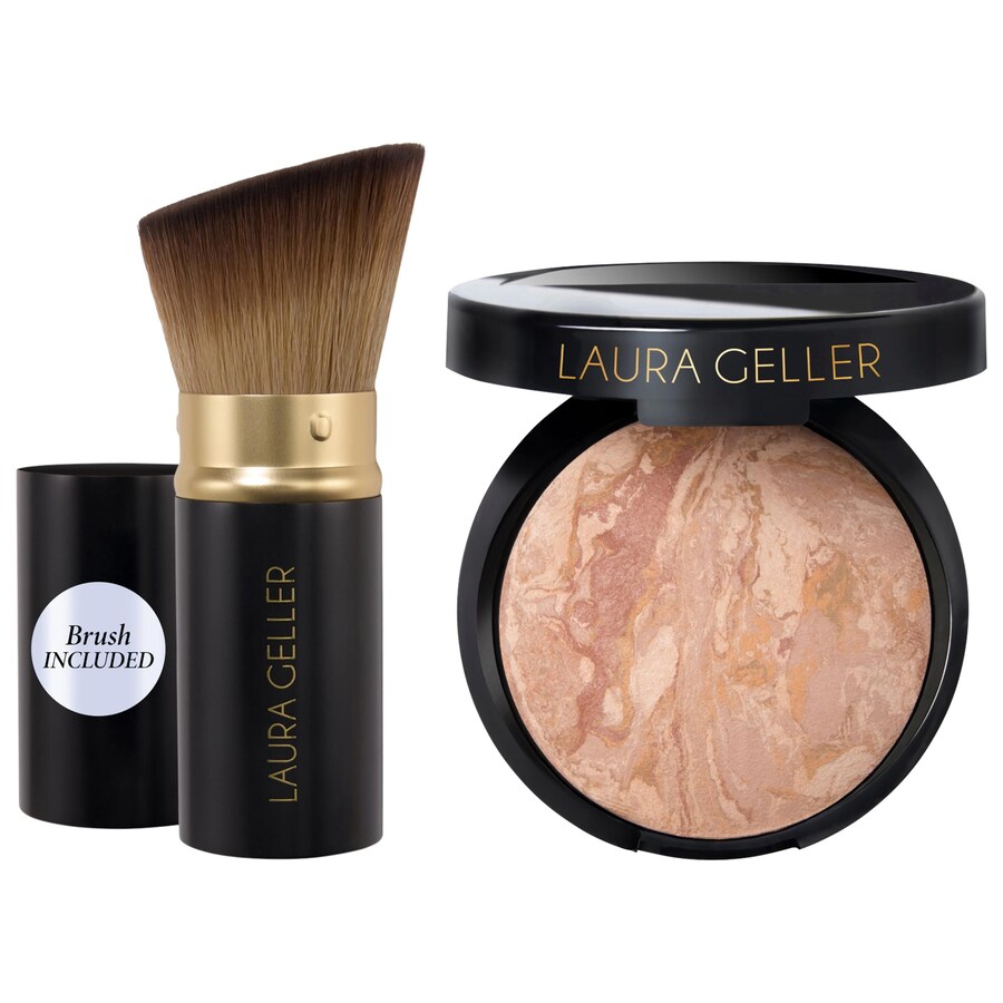 

Корректирующая запеченная пудра-основа Balance and Brighten + кисть кабуки Laura Geller, 0.32 oz/9 g, Fair