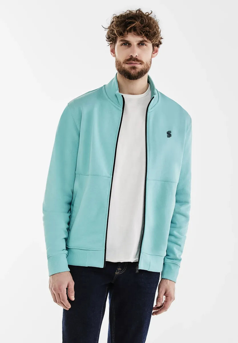 

STREET ONE МУЖСКАЯ толстовка с воротником стойкой Street One Men, цвет Aurora Turquoise