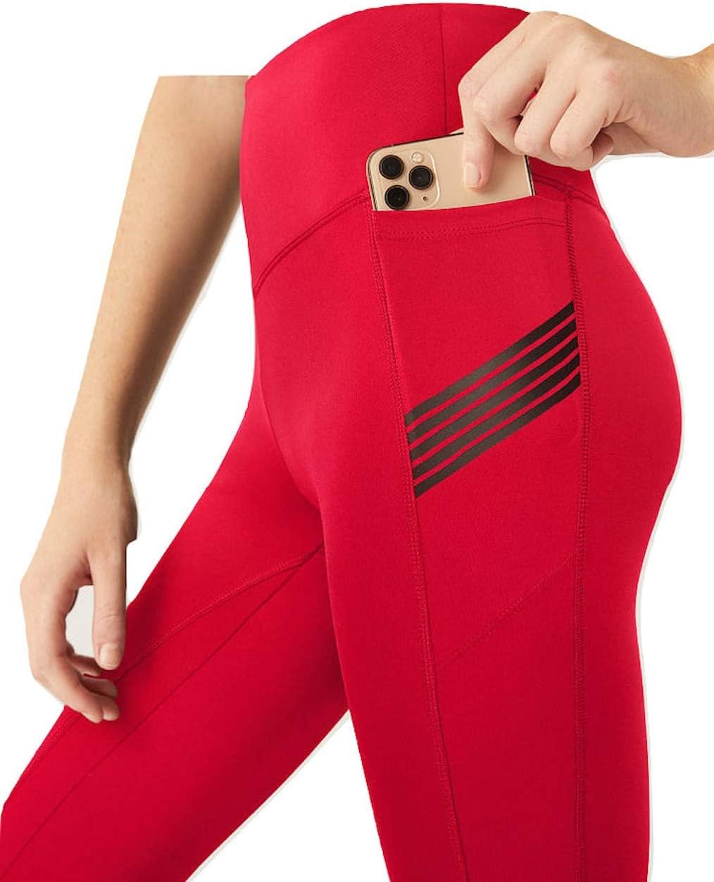 Розовые ультра-высокие укороченные леггинсы V-образного кроя Victoria's Secret, Red/Black — фото 3