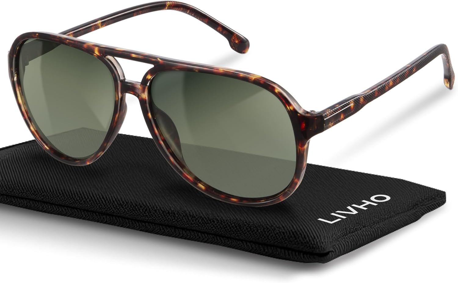 

livho Модные поляризованные солнцезащитные очки-авиаторы для женщин и мужчин, ретро-солнцезащитные очки для женщин и мужчин 2025, большие солнцезащитные очки с защитой от УФ-излучения, Brown Tortoise/Green