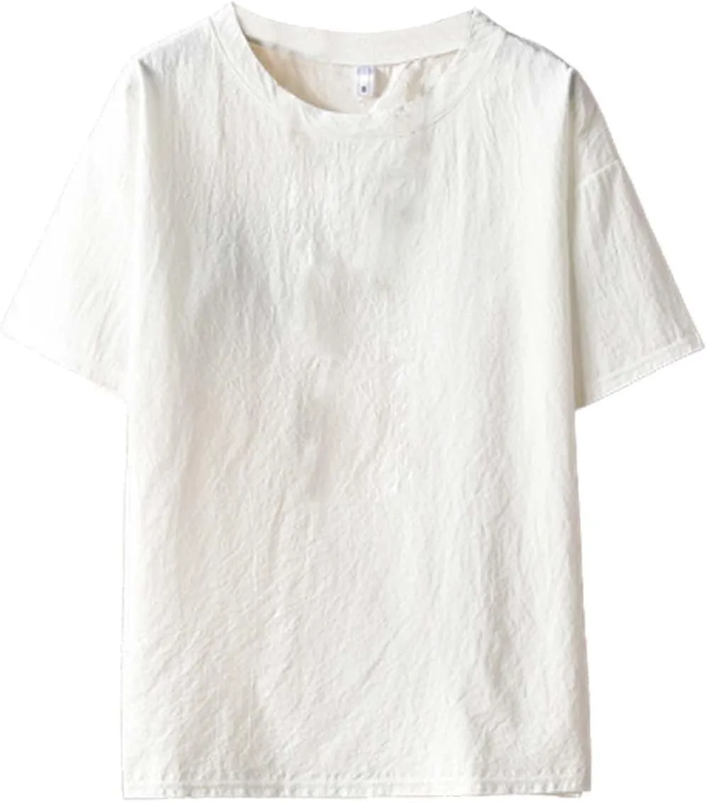 

Футболка Cotton Linen для мужчин, короткий рукав, летняя, свободного кроя