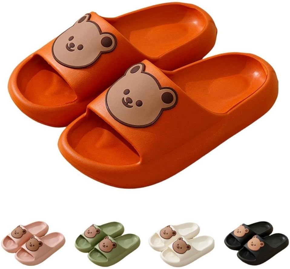 

Милые тапочки с медведем для женщин, летние, мягкие, на платформе, нескользящие, для дома и улицы, кавайные подарки для женщин и мужчин Albiva, оранжевый